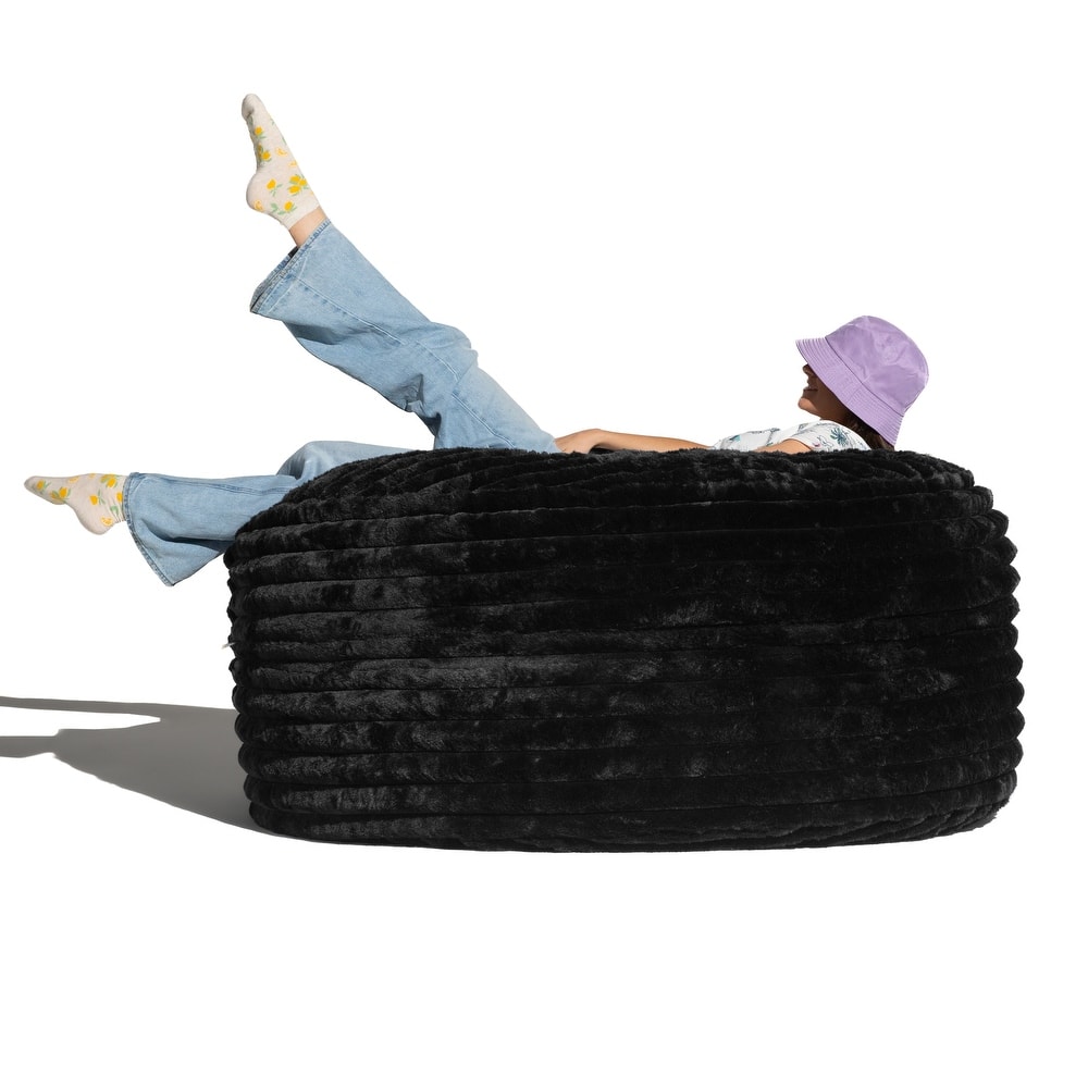 Jaxx Saxx 5 Foot Large Bean Bag Chair w/ Removable Cover for Adults, Mondo Fur