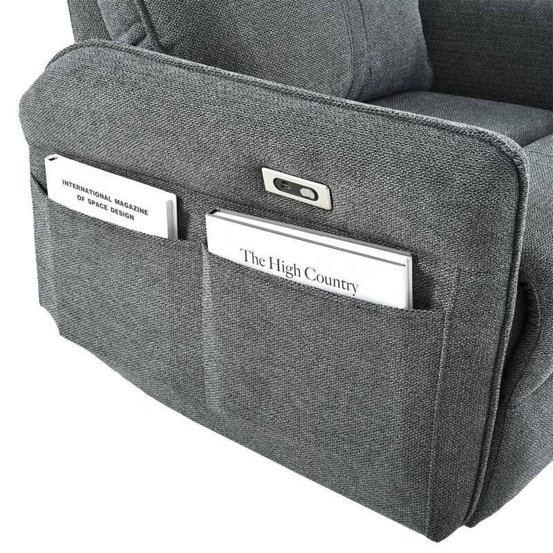 Anmytek 270 Degree Power Swivel Rocker Recliner Comfortable Upholstered Nursery Glider Single Chair