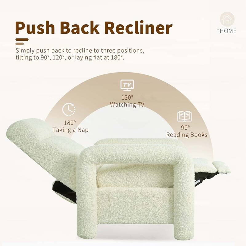 Upholstery Recliner Armchair with Adjustable Backrest, for Living Room Comfort