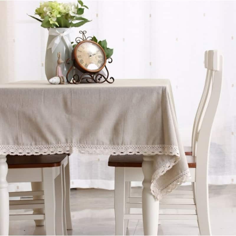 54"x 80" Natural Simple Rectangle 100% Cotton and Linen Tablecloth Decorative Table Top Cover - 54"x 80"