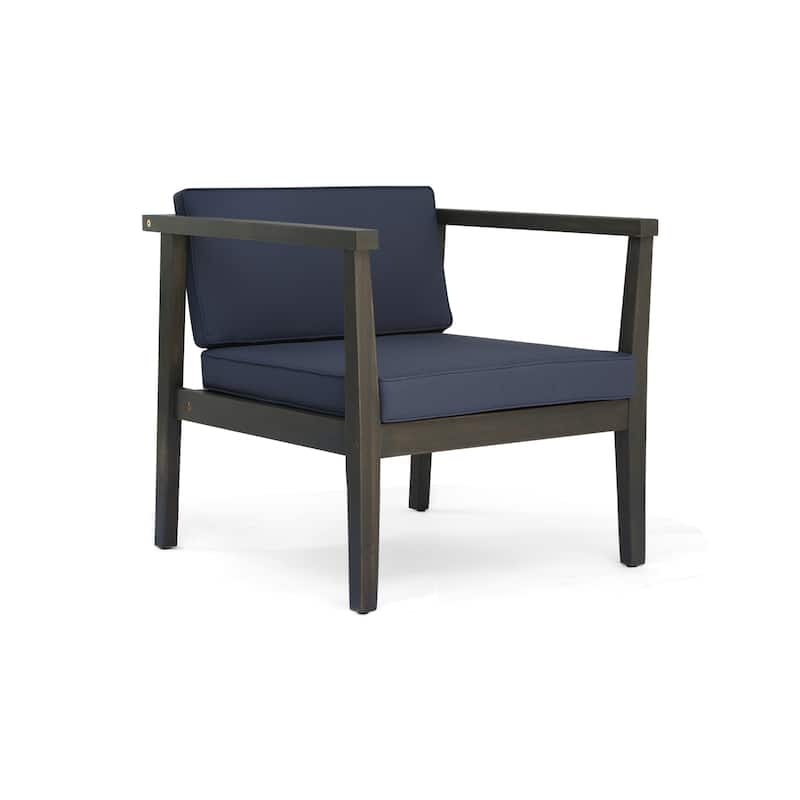 Newbury Club Chair Set of 2 Gray Waterproof Acacia Wood Outdoor Patio Furniture