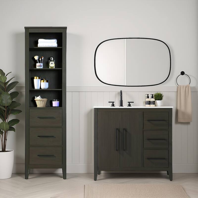 Laura 16-28 Inch Open Shelving Bath Storage Cabinet