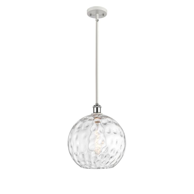 Innovations Lighting Athens Water Glass 1 Light 12" Mini Pendant - White and Polished Chrome