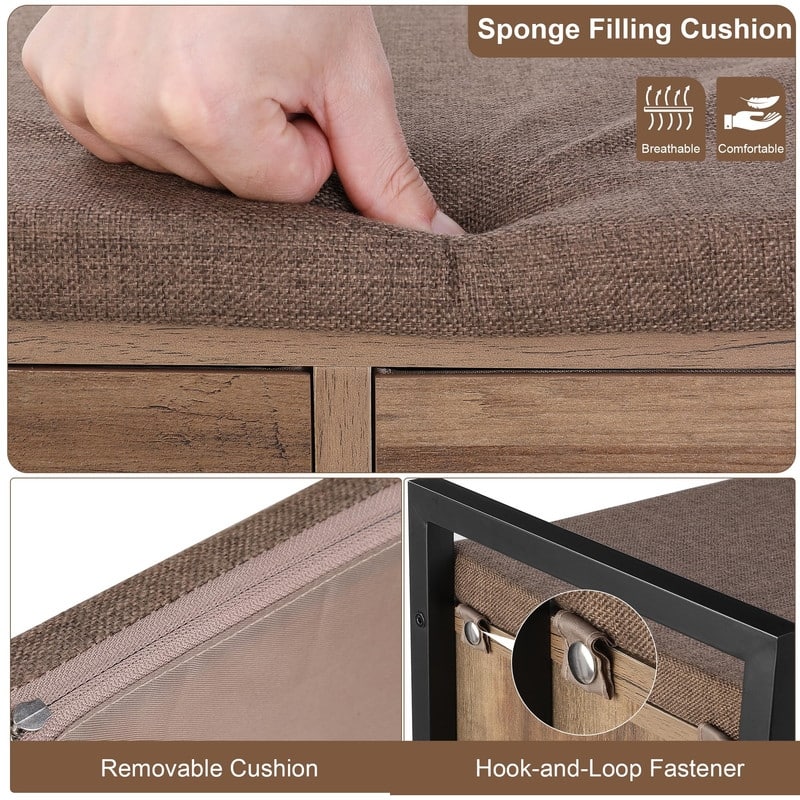 39.4" Shoe Storage Bench - 11.8"D x 39.4"W x 21.9"H