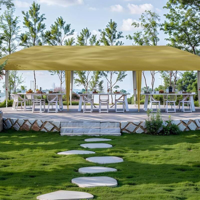 10x30 Outdoor Pop Up Canopy with 8 Sidewalls and Portable Roller Bag - Brown