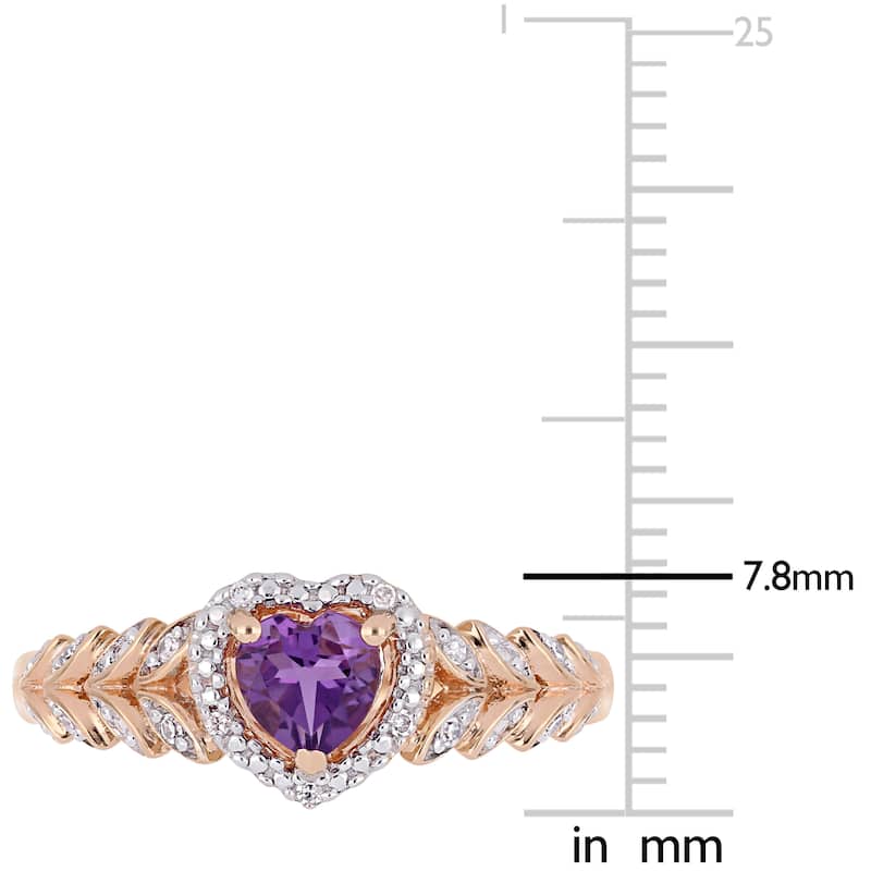 Miadora 10k Rose Gold Amethyst and Diamond Accent Heart Halo Engagement Ring