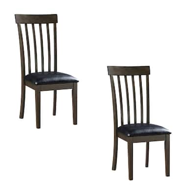 Espresso Brown/Black Faux Leather Upholstered Wood Frame Dining Chair, Set of 2, Sturdy Dining Chair for Dining Rooms - 15.5