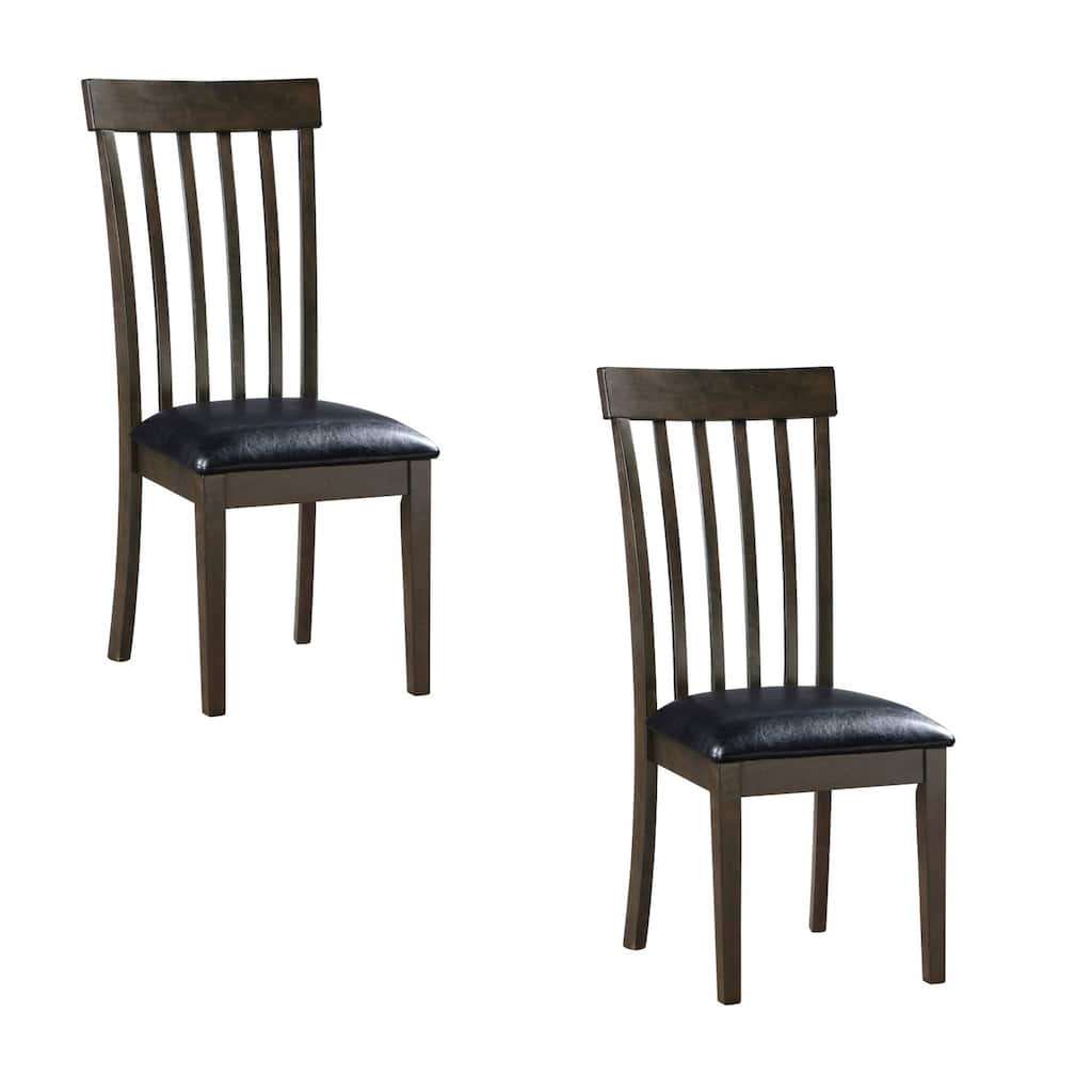 Espresso Brown/Black Faux Leather Upholstered Wood Frame Dining Chair, Set of 2, Sturdy Dining Chair for Dining Rooms - 15.5