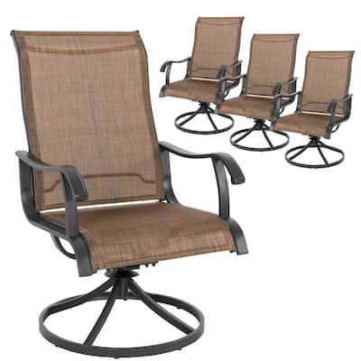 Nuu Garden 4-Piece Outdoor Textilene Swivel Dining Chairs - Swivel Chairs
