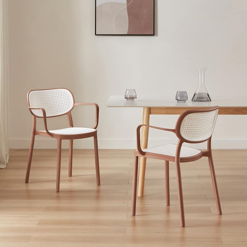 Art Leon Set of 2 Modern Stackable Indoor or Outdoor Dining Chair