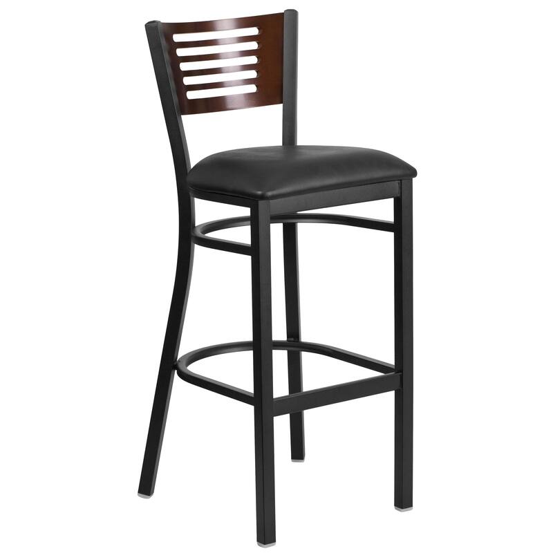 2 Pk. Hercules Series Decorative Slat Back Metal Restaurant Barstool - 19.75"W x 20"D x 43"H - 19.75"W x 20"D x 43"H
