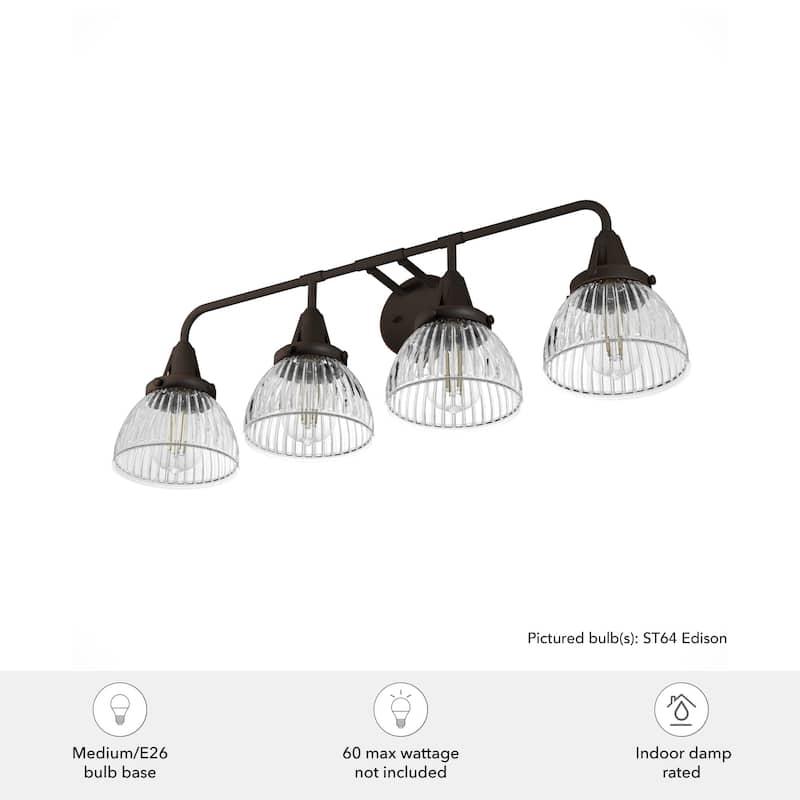 Hunter Cypress Grove 4-Light Vanity Wall Light - Industrial, Transitional, Contemporary - Damp Rated!