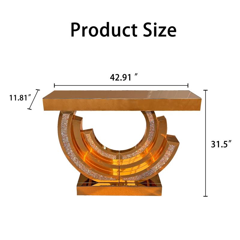 New Design Crushed Diamond Mirrored Console Table, Entryway Table With Diamond Inlay, Long Accent Table, Glass Sofa Table