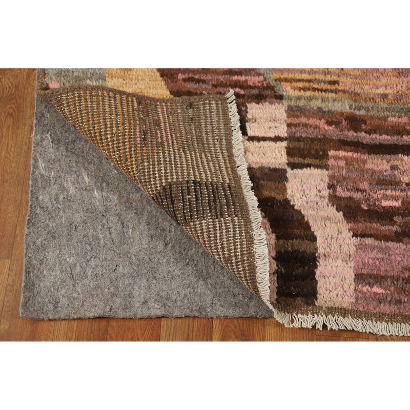 Abstract Geometric Moroccan Oriental Rug Hand-Knotted Wool Carpet - 5'3" x 6'6"