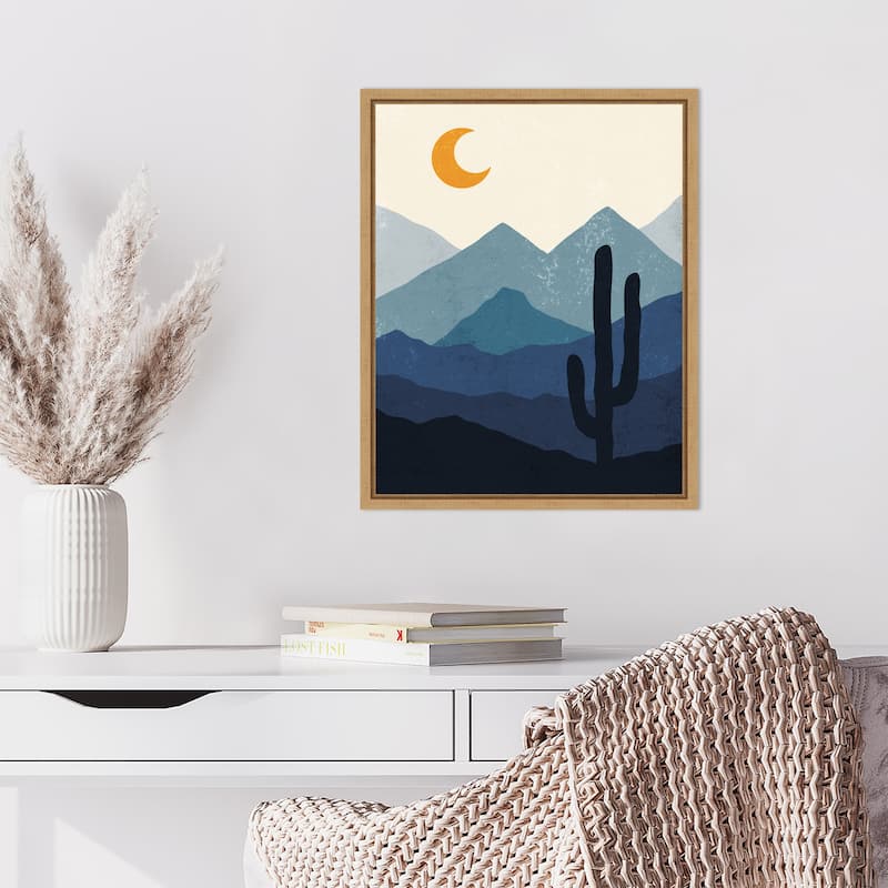 Desert Life Night by XYZ Studio Framed Canvas Wall Art Print - Sylvie Natural