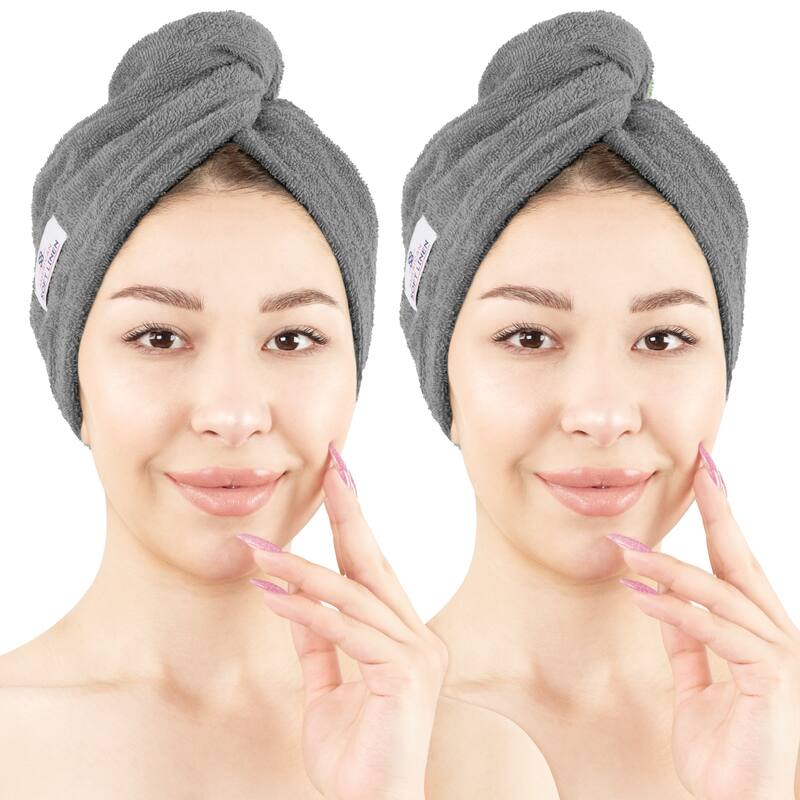 American Soft Linen 100% Cotton Hair Drying Towels for Women, Cotton Hair Turban Turkish Towel Wrap, Head Towel Cap for Hairs