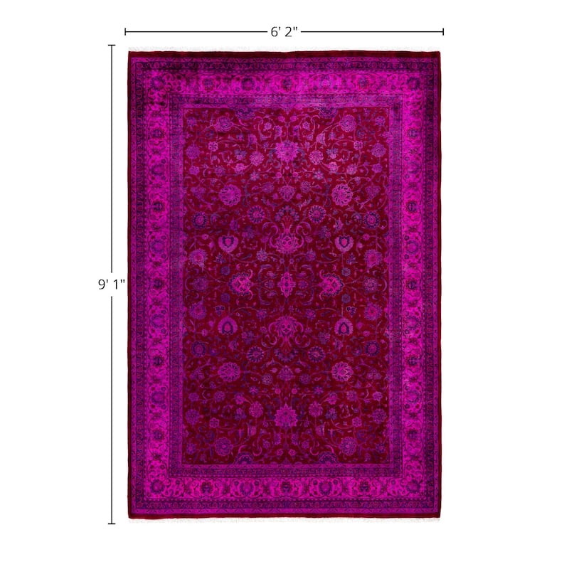 Overdyed One-of-a-Kind Hand-Knotted Area Rug - Pink - 6' 2" x 9' 1"