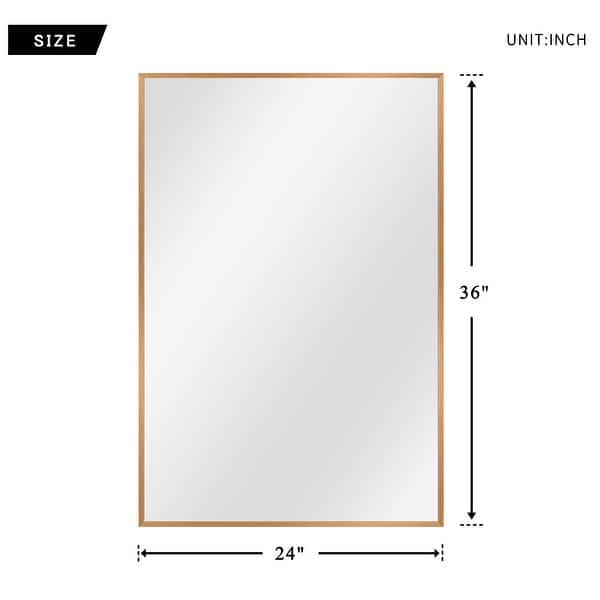 dimension image slide 5 of 7, Modern Thin Frame Wall-Mounted Hanging Bathroom Vanity Mirror