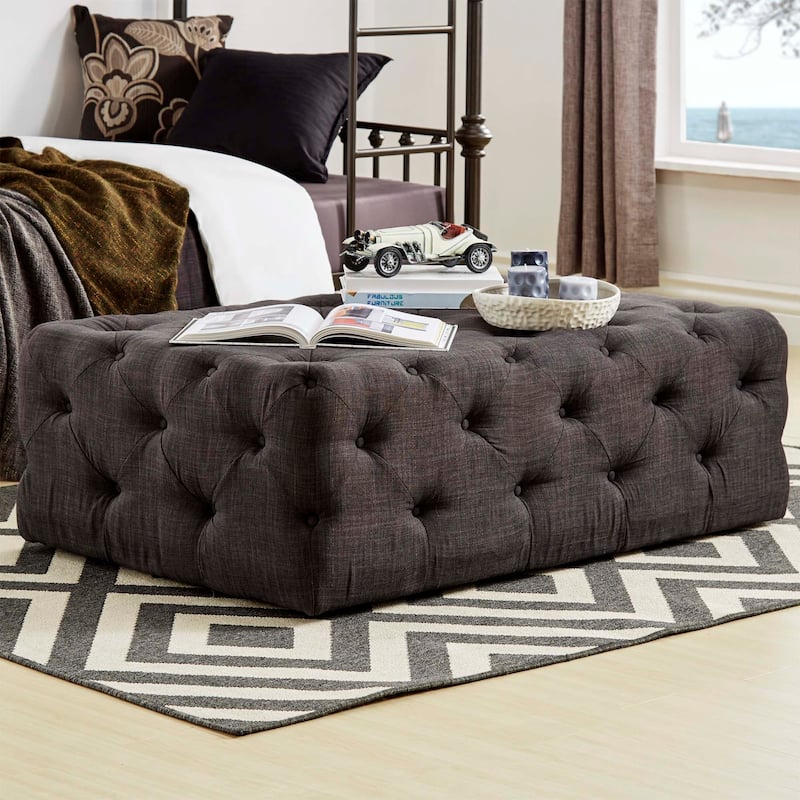 Knightsbridge Rectangular Tufted Ottoman with Casters by iNSPIRE Q Artisan
