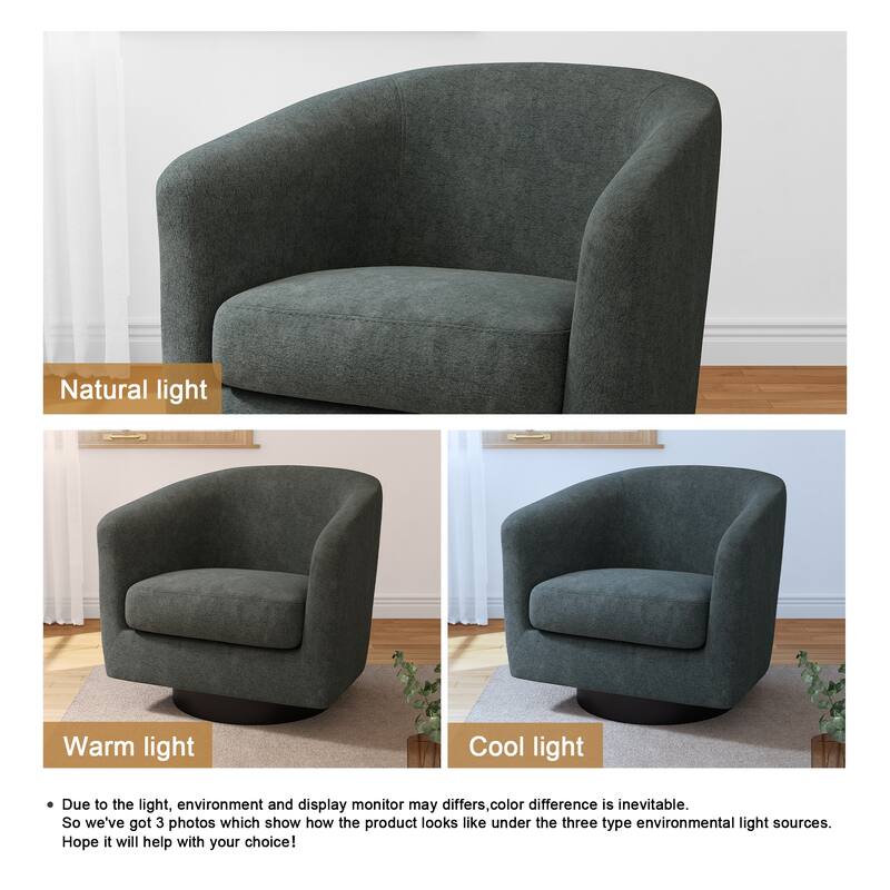 2 Set 360°Swivel Fabric Accent Chairs Barrel Armchairs