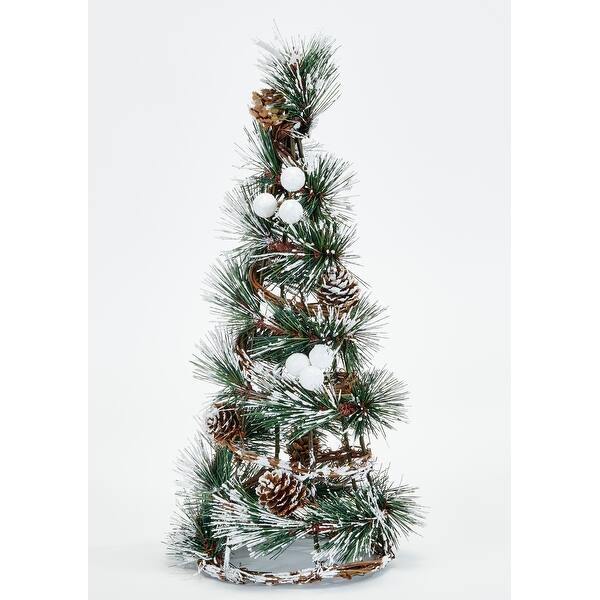 slide 2 of 2, 14" Snowy Pine Cone Artificial Christmas Tabletop Tree - 14