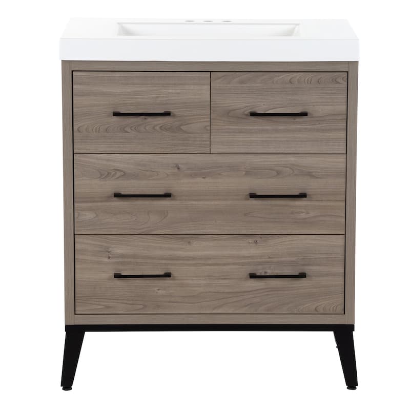 Rialta 31" 3-Drawer Bathroom Vanity With White Sink Top