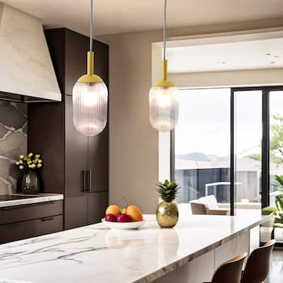 Modern Gold Clear Glass Shade Pendant Lamp