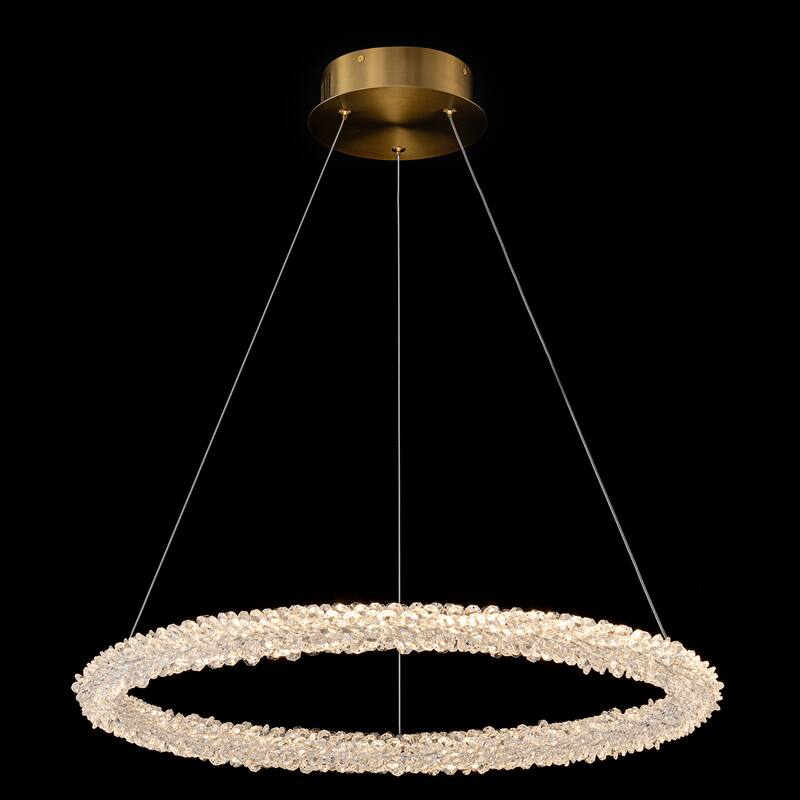 Modern Gold Crystal LED Chandelier, Dimmable Ring Light
