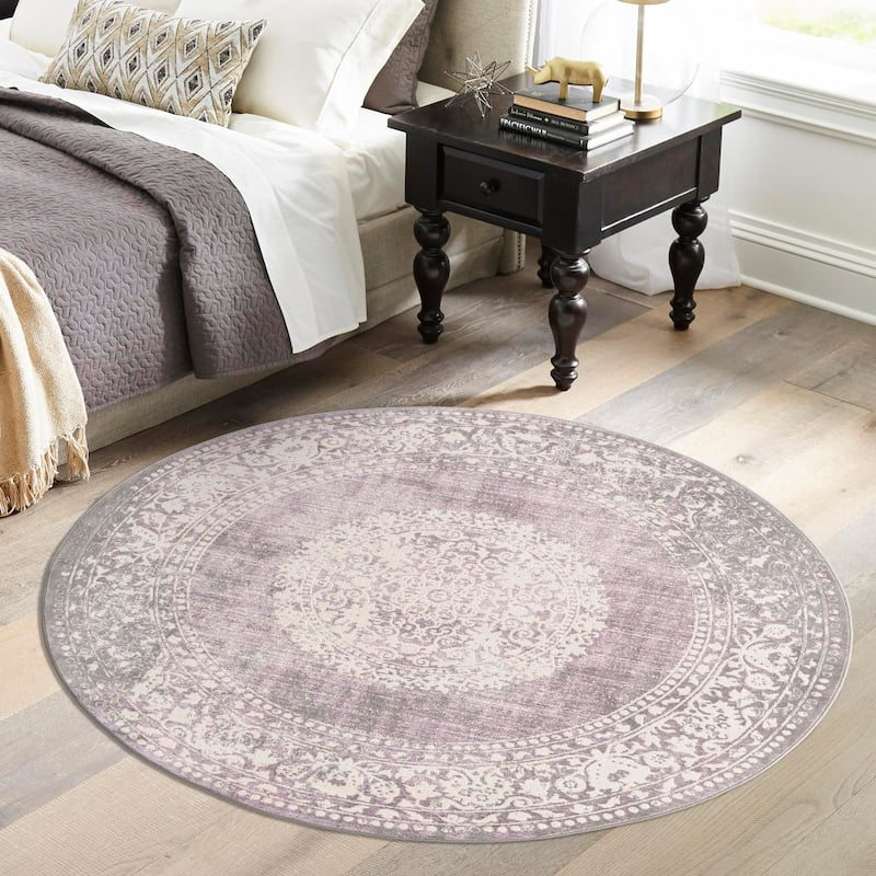 Contemporary Franbu Collection Area Rug - Purple - 8' Round