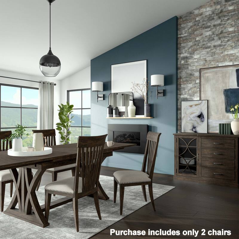 Nailhead Trim Upholstered Dining Chairs,Set of 2