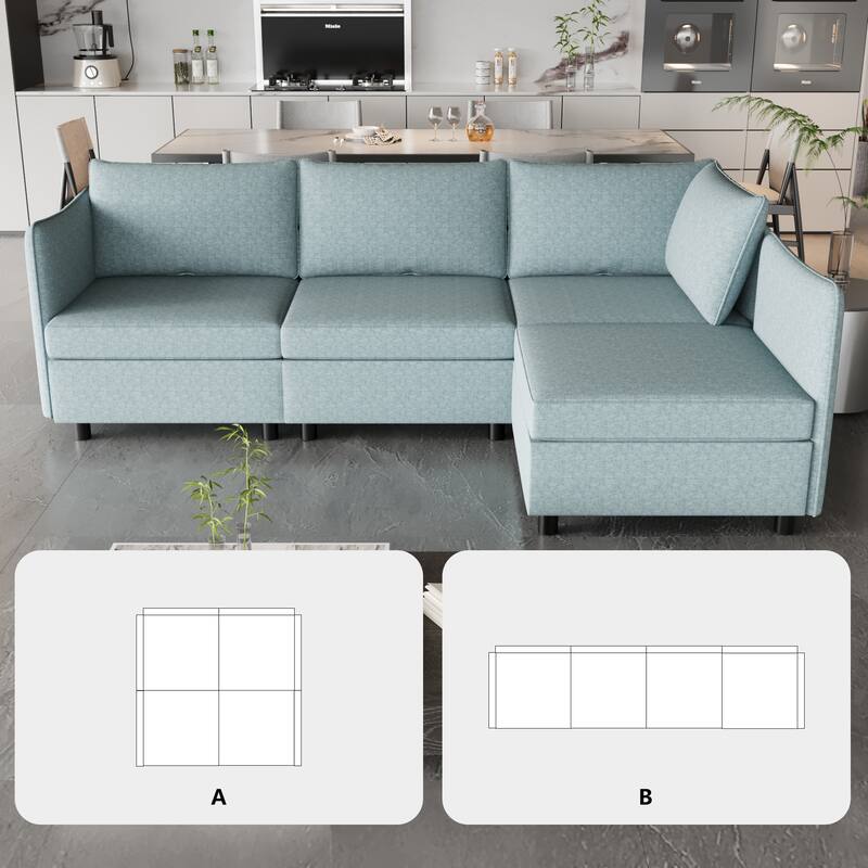 Modular Sectional Sofa,Convertible Sofa Seat With Storage,Sleeper Sectional Sofa Set for Living Room