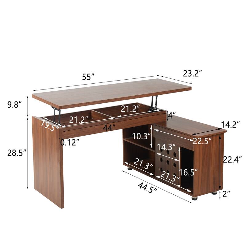 55.1'' L-Shaped Adjustable Desk – Versatile Home Office Workstation with Extendable Design, Storage Drawers & Cabinet