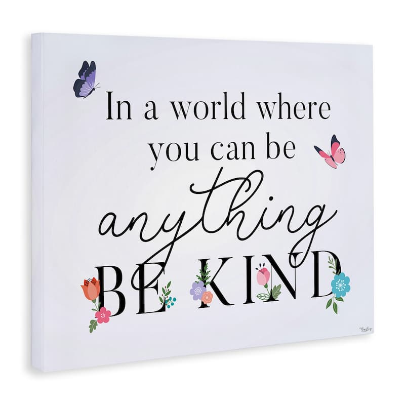 Stupell Floral & Butterflies Be Kind Canvas Wall Art Design By Gigi Louise