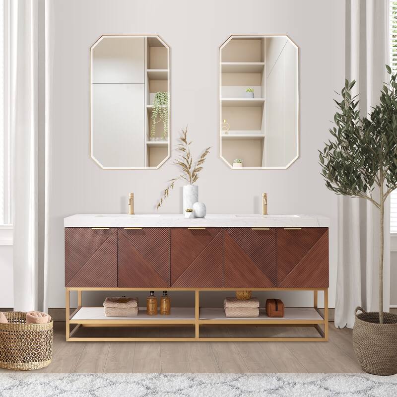 Mahon Double Bath Vanity with Composite Stone Top without Mirror