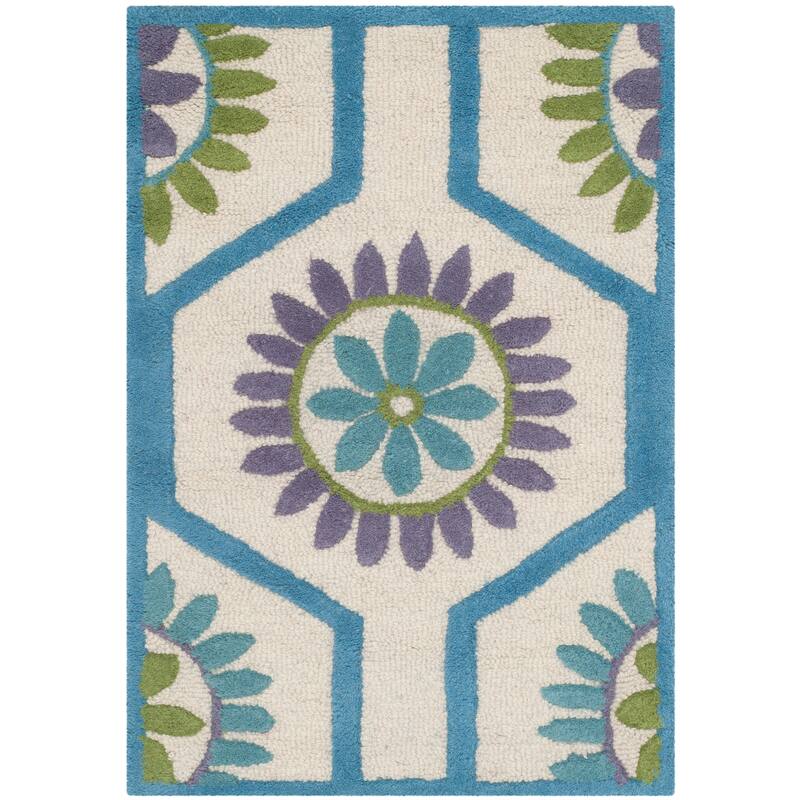 SAFAVIEH Handmade Cambridge Rivka Modern Moroccan Wool Rug - 2' x 3' - Ivory/Blue