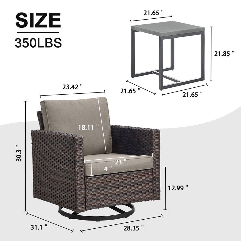 Gymojoy Wicker Swivel Glider Chair with 4 inch Olefin Cushions