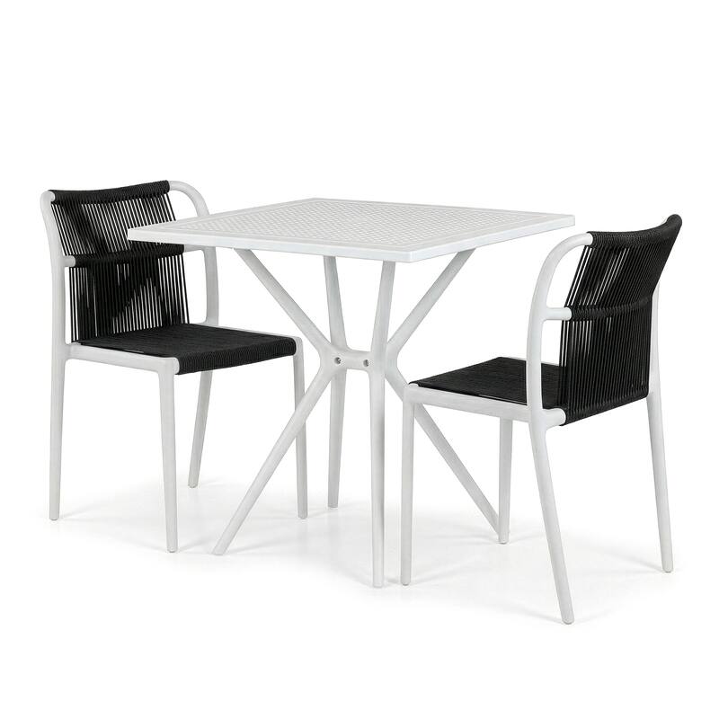 Belden Basma Black White Outdoor Dining 2 Seats Set