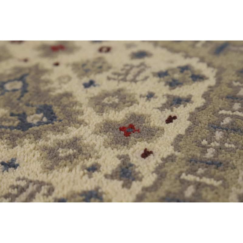 Hand Knotted Oriental 100% Wool Carpet Traditional Geometric Greys & Charcoal Heriz (serapi) Area Rug - 6' 0'' X 3' 11''