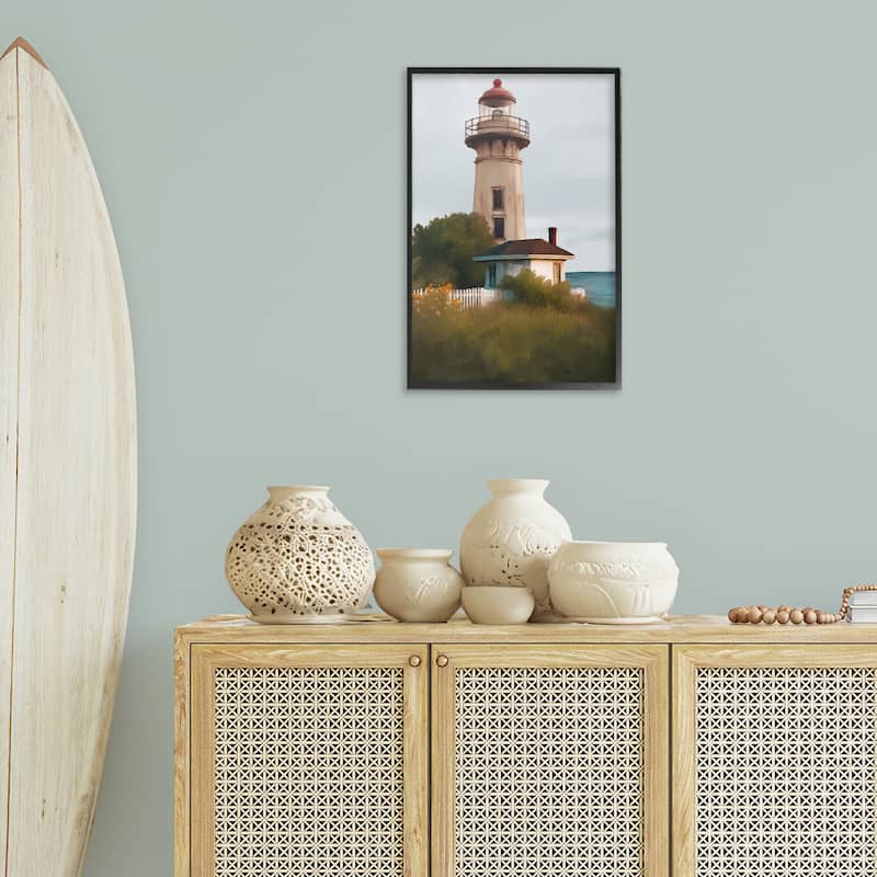 Stupell Scenic Summer Lighthouse View Framed Giclee Art Design By Elizabeth Medley