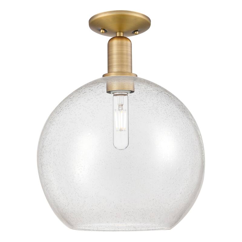 Innovations Lighting 716-1C-16-12 Athens Semi-Flush Athens 12" Wide - Brushed Brass / Seedy