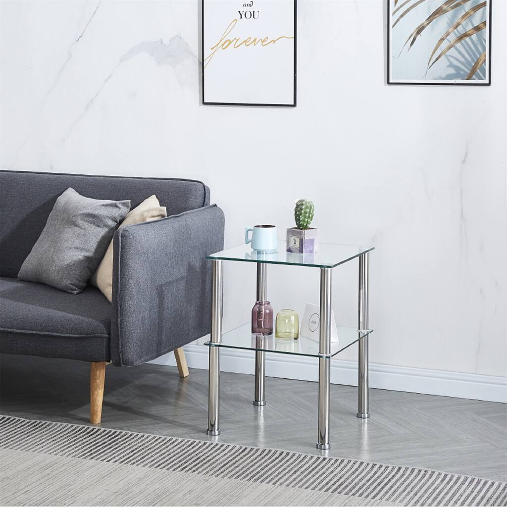 Clear Glass Clear Side&End Table