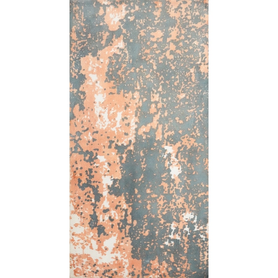 Hand Knotted Oriental Viscose Silk Carpet Modern Abstract Oranges & Rust Abstract Area Rug - 4' 0'' X 2' 0''