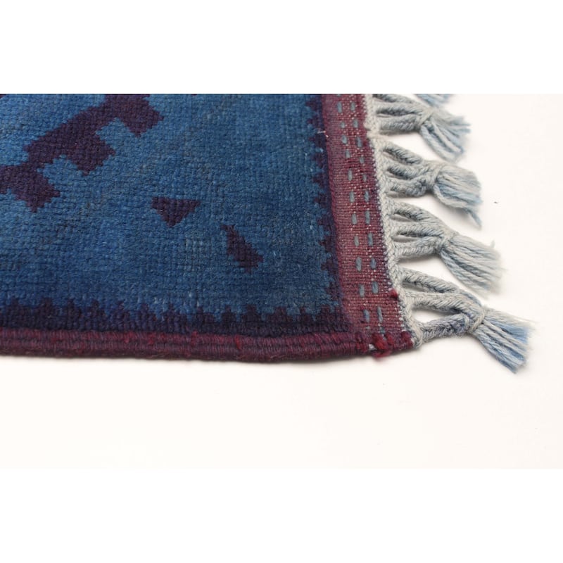 ECARPETGALLERY Hand-knotted Color Transition Blue Wool Rug - 2'7 x 12'0