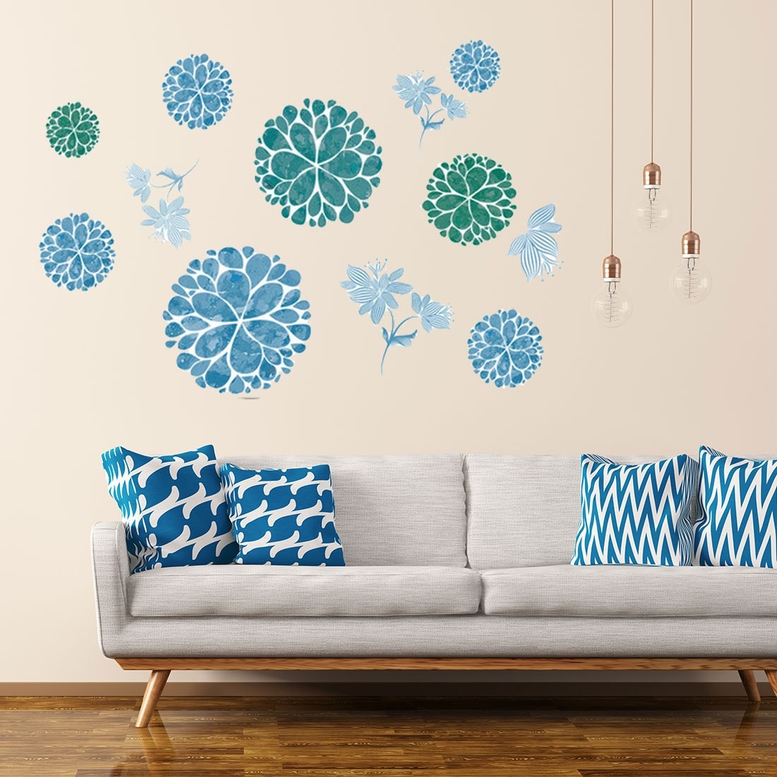 Shop Elegant Flower Pattern Wall Stickers Removable Art Decal For Bedroom Living Room Blue Overstock 29186849