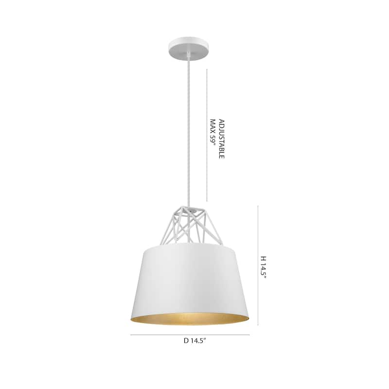 1-Light White Pendant With A Metal Shade