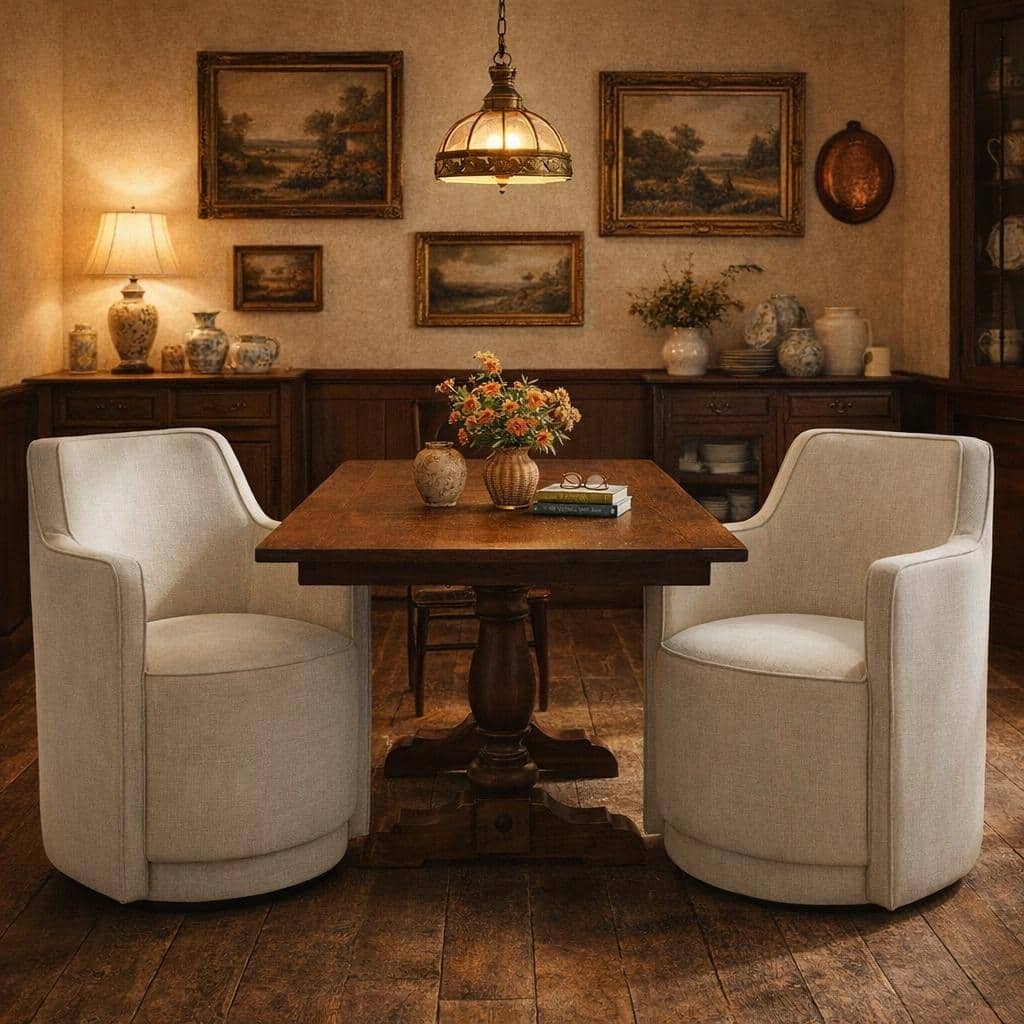 19" Upholstered Swivel Dining Chair(Set of 2)