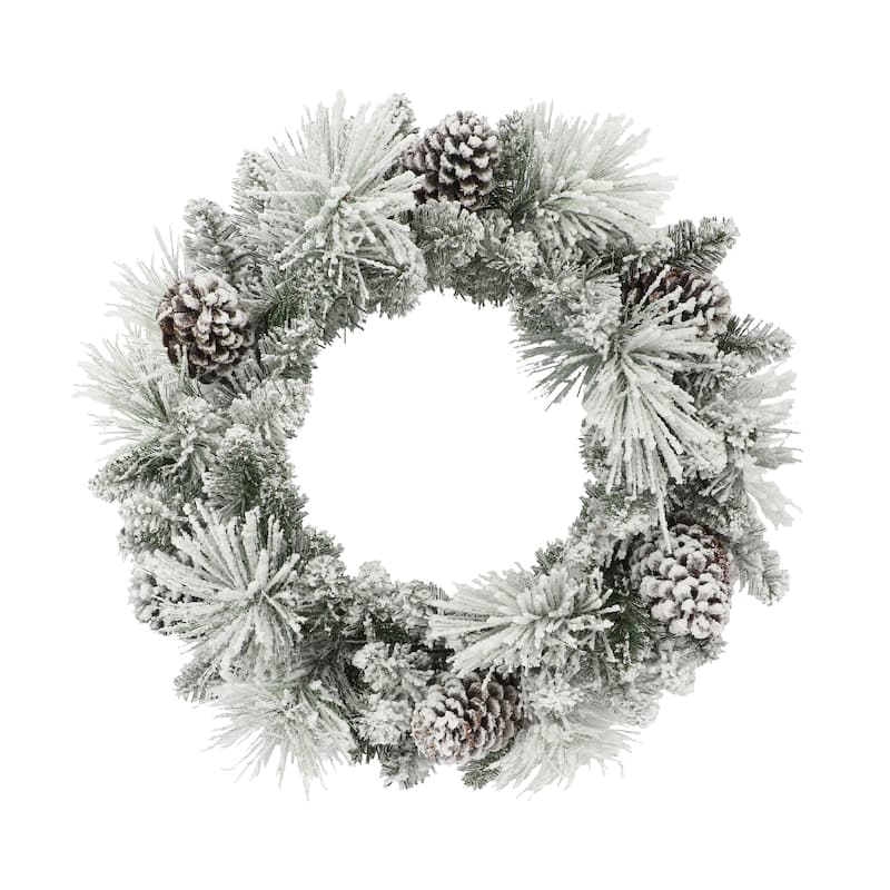 Puleo International 24" Flocked Berkshire Spruce Wreath