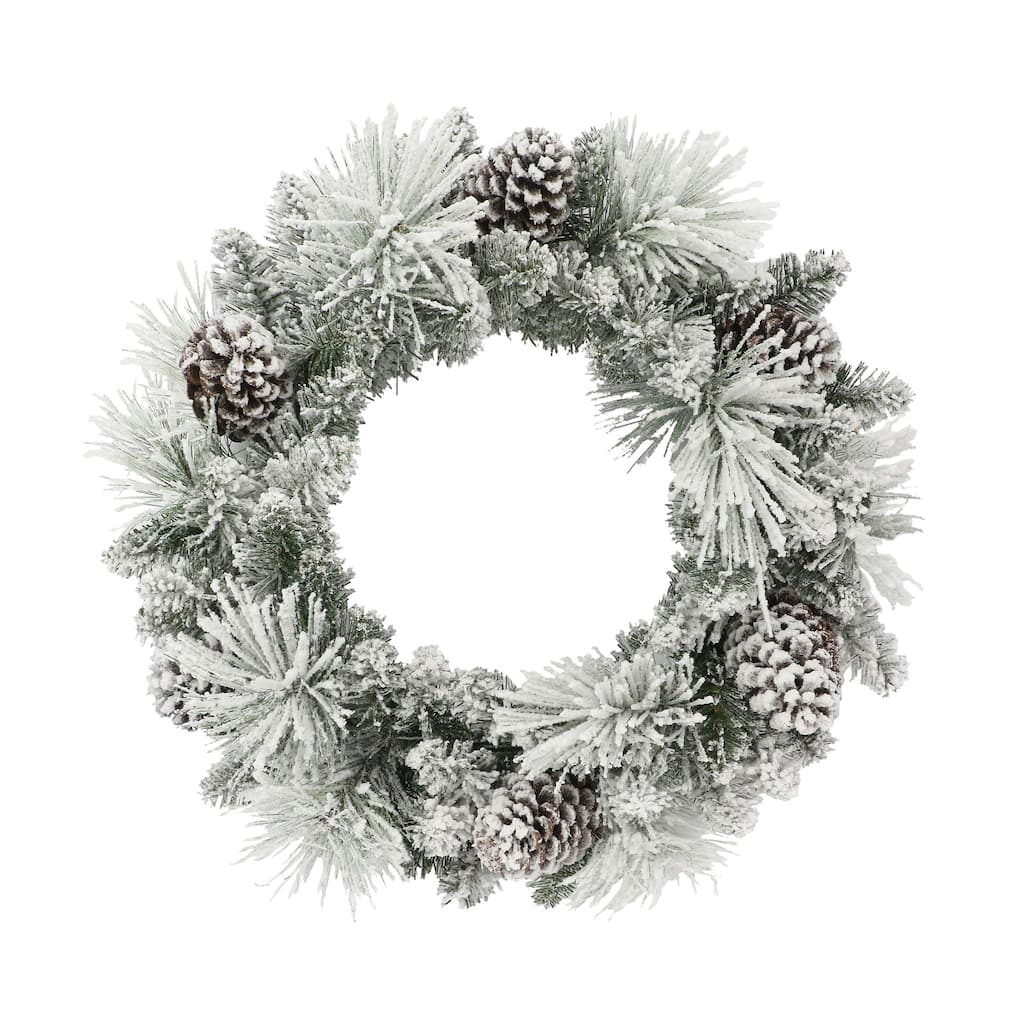 Puleo International 24" Flocked Berkshire Spruce Wreath