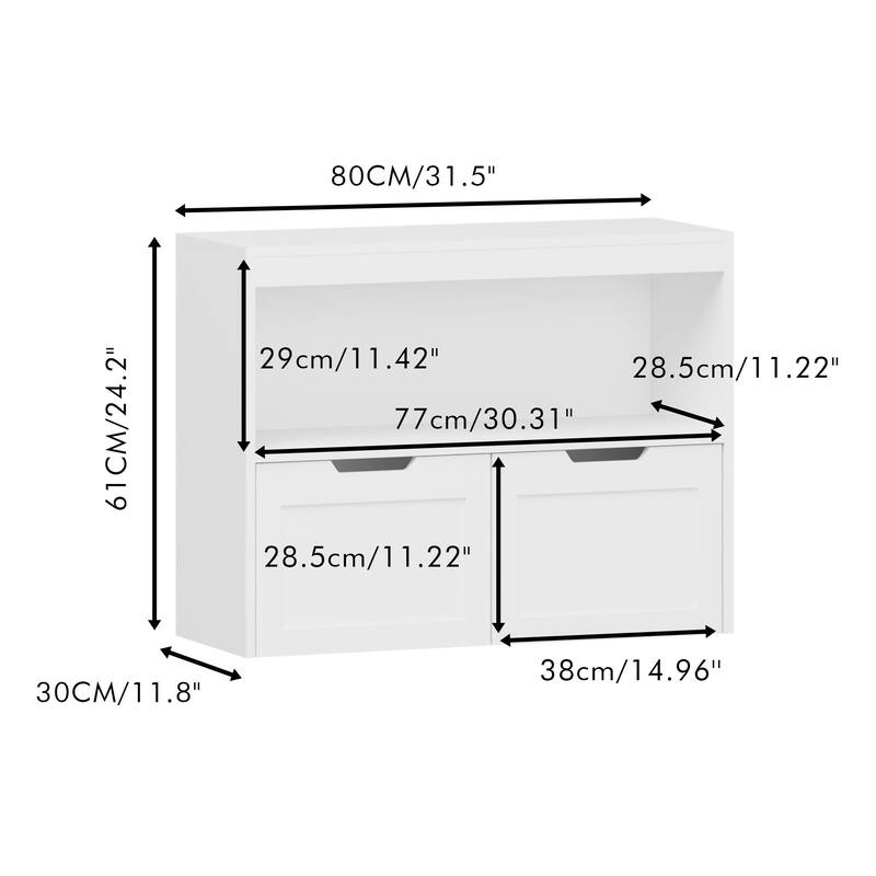 Anmytek White Storage Cabinet with Doors and Shelf Toy Organizer for Playroom and Bedroom