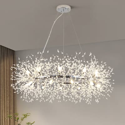 22-Light Firework Crystal Bead Chandelier, Classic Living Room Kitchen Island Dining Foyer Crystal Chandelier